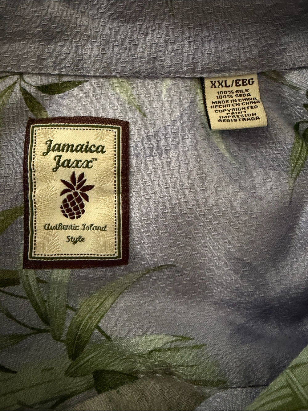 Jamaica Jaxx 100% Silk Men's Hawaiian Shirt size XXL like new - Picture 4 of 7